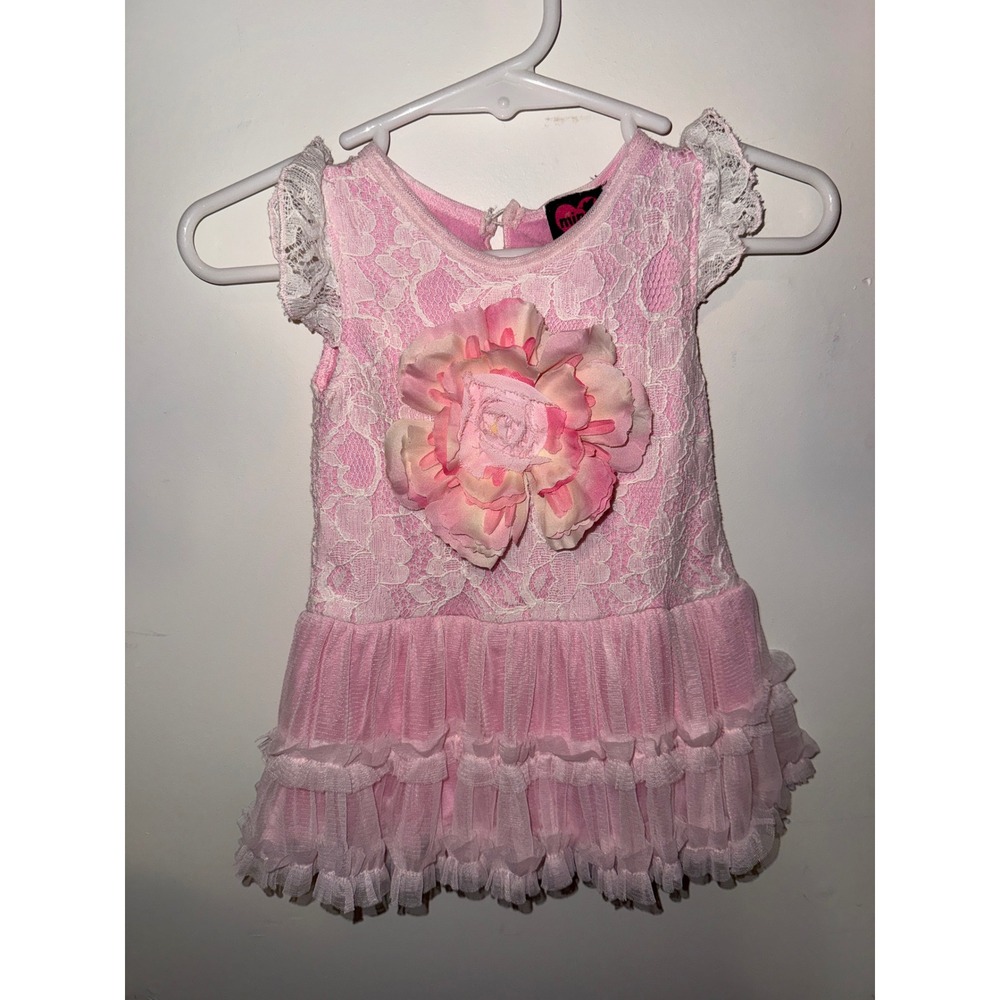 Mini Mini by Massi Pink Lace Tulle Flower Infant Dress 6M NWT Special Occasion